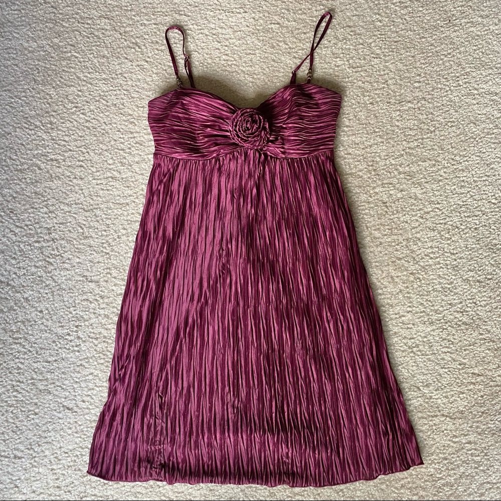 Speechless Maroon Textured Strap Dress with Rose Sz S